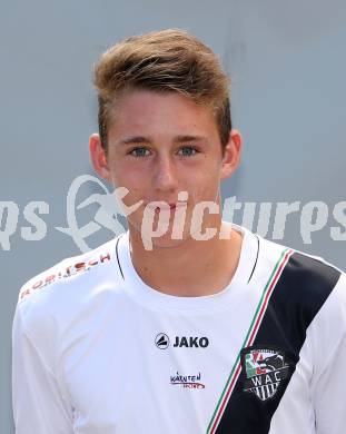 Fussball. RZ Pellets WAC. Akademie U15. Mannschaftsfototermin.  Marcel Monsberger. Klagenfurt, 18.8.2015.
Foto: Kuess
---
pressefotos, pressefotografie, kuess, qs, qspictures, sport, bild, bilder, bilddatenbank