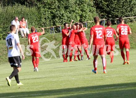 Fussball. Kaerntner Liga. Atus Ferlach gegen Kuehnsdorf. Torjubel Lukas Jaklitsch (Ferlach).  Ferlach, 22.8.2015.
Foto: Kuess
---
pressefotos, pressefotografie, kuess, qs, qspictures, sport, bild, bilder, bilddatenbank