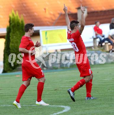 Fussball. Kaerntner Liga. Atus Ferlach gegen Kuehnsdorf. Torjubel Lukas Jaklitsch (Ferlach).  Ferlach, 22.8.2015.
Foto: Kuess
---
pressefotos, pressefotografie, kuess, qs, qspictures, sport, bild, bilder, bilddatenbank