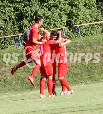 Fussball. Kaerntner Liga. Atus Ferlach gegen Kuehnsdorf. Torjubel Lukas Jaklitsch (Ferlach).  Ferlach, 22.8.2015.
Foto: Kuess
---
pressefotos, pressefotografie, kuess, qs, qspictures, sport, bild, bilder, bilddatenbank