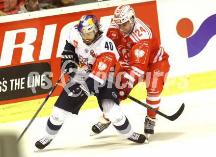 Eishockey Champions Hockey League. KAC gegen EHC Muenchen. Steven Strong (KAC), Daniel Sparre (EHC Muenchen). Klagenfurt, am 23.8.2015.
Foto: Kuess
---
pressefotos, pressefotografie, kuess, qs, qspictures, sport, bild, bilder, bilddatenbank