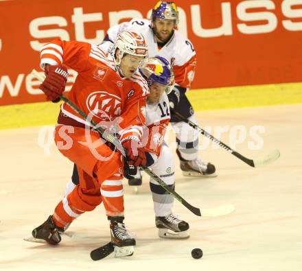 Eishockey Champions Hockey League. KAC gegen EHC Muenchen. Manuel Ganahl (KAC), Mads Christensen (EHC Muenchen). Klagenfurt, am 23.8.2015.
Foto: Kuess
---
pressefotos, pressefotografie, kuess, qs, qspictures, sport, bild, bilder, bilddatenbank