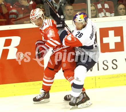 Eishockey Champions Hockey League. KAC gegen EHC Muenchen. Oliver Setzinger (KAC), Toni Soederholm (EHC Muenchen). Klagenfurt, am 23.8.2015.
Foto: Kuess
---
pressefotos, pressefotografie, kuess, qs, qspictures, sport, bild, bilder, bilddatenbank