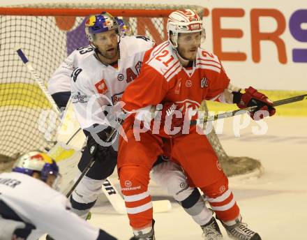 Eishockey Champions Hockey League. KAC gegen EHC Muenchen. Manuel Geier (KAC), Richard Regehr (EHC Muenchen). Klagenfurt, am 23.8.2015.
Foto: Kuess
---
pressefotos, pressefotografie, kuess, qs, qspictures, sport, bild, bilder, bilddatenbank