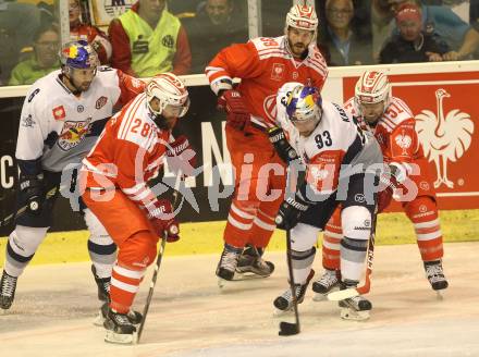 Eishockey Champions Hockey League. KAC gegen EHC Muenchen. Martin Schumnig, Kevin Kapstad (KAC), Maximilian Kastner (EHC Muenchen). Klagenfurt, am 23.8.2015.
Foto: Kuess
---
pressefotos, pressefotografie, kuess, qs, qspictures, sport, bild, bilder, bilddatenbank