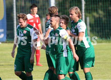 Fussball Unterliga Ost. Ludmannsdorf gegen KAC 1909.  Torjubel (Ludmannsdorf). Ludmannsdorf, am 23.8.2015.
Foto: Kuess
---
pressefotos, pressefotografie, kuess, qs, qspictures, sport, bild, bilder, bilddatenbank