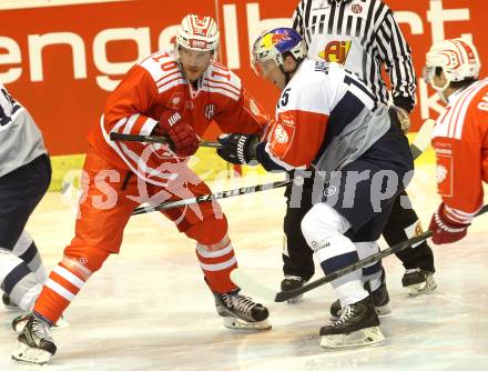 Eishockey Champions Hockey League. KAC gegen EHC Muenchen.  Jonas Nordquist (KAC), Jason Jaffray (EHC Muenchen). Klagenfurt, am 23.8.2015.
Foto: Kuess
---
pressefotos, pressefotografie, kuess, qs, qspictures, sport, bild, bilder, bilddatenbank