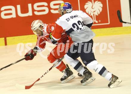 Eishockey Champions Hockey League. KAC gegen EHC Muenchen. Kevin Kapstad (KAC), Frederic St Denis (EHC Muenchen). Klagenfurt, am 23.8.2015.
Foto: Kuess
---
pressefotos, pressefotografie, kuess, qs, qspictures, sport, bild, bilder, bilddatenbank