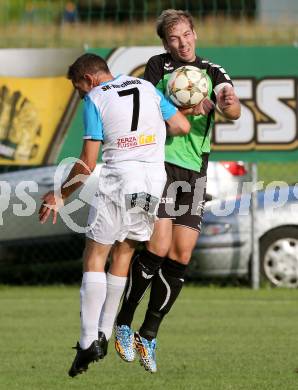 Fussball 1. KLasse A. Greifenburg gegen Kirchbach. David Brandner,  (Greifenburg),  Thomas Neuwirth (Kirchbach). Greifenburg, am 22.8.2015.
Foto: Kuess
---
pressefotos, pressefotografie, kuess, qs, qspictures, sport, bild, bilder, bilddatenbank