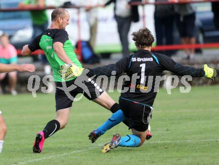 Fussball 1. KLasse A. Greifenburg gegen Kirchbach. Marcel Pirker,  (Greifenburg), Stefan Buchacher (Kirchbach). Greifenburg, am 22.8.2015.
Foto: Kuess
---
pressefotos, pressefotografie, kuess, qs, qspictures, sport, bild, bilder, bilddatenbank