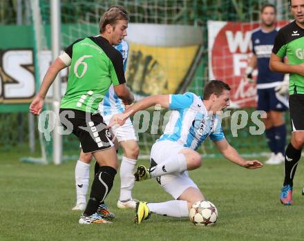 Fussball 1. KLasse A. Greifenburg gegen Kirchbach. David Brandner, (Greifenburg), Emanuel Salcher  (Kirchbach). Greifenburg, am 22.8.2015.
Foto: Kuess
---
pressefotos, pressefotografie, kuess, qs, qspictures, sport, bild, bilder, bilddatenbank