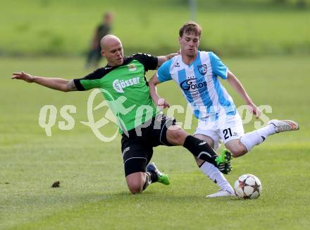 Fussball 1. KLasse A. Greifenburg gegen Kirchbach. Michael Neuwirther, (Greifenburg), Grega Gorisek (Kirchbach). Greifenburg, am 22.8.2015.
Foto: Kuess
---
pressefotos, pressefotografie, kuess, qs, qspictures, sport, bild, bilder, bilddatenbank