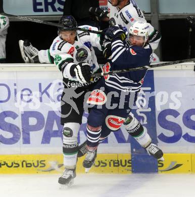 Eishockey Testspiel. EC VSV gegen Olimpija Ljubljana. Ruslan Gelfanov (VSV), Kristof Reinthaler (Laibach). Villach, am 27.8.2015.
Foto: Kuess
---
pressefotos, pressefotografie, kuess, qs, qspictures, sport, bild, bilder, bilddatenbank