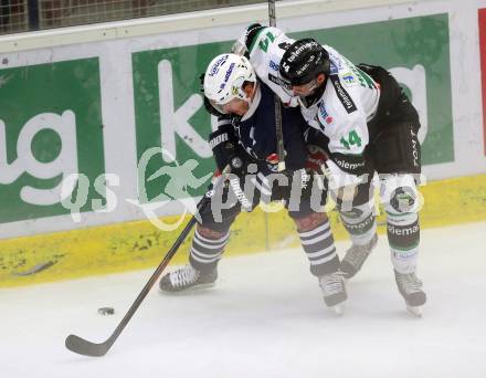 Eishockey Testspiel. EC VSV gegen Olimpija Ljubljana. Andy Canzanello (VSV), HOCEVAR Matej (Laibach). Villach, am 27.8.2015.
Foto: Kuess
---
pressefotos, pressefotografie, kuess, qs, qspictures, sport, bild, bilder, bilddatenbank