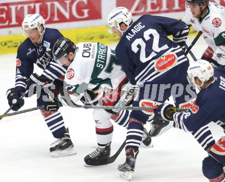 Eishockey Testspiel. EC VSV gegen Star Bulls Rosenheim. Adis Alagic, Daniel Nageler (VSV), Andrej Strakhov (Rosenheim). Villach, am 23.8.2015.
Foto: Kuess
---
pressefotos, pressefotografie, kuess, qs, qspictures, sport, bild, bilder, bilddatenbank