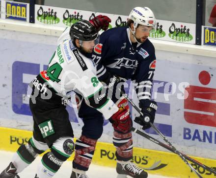 Eishockey Testspiel. EC VSV gegen Olimpija Ljubljana. Florian Muehlstein (VSV), HEBAR Andrej (Laibach). Villach, am 27.8.2015.
Foto: Kuess
---
pressefotos, pressefotografie, kuess, qs, qspictures, sport, bild, bilder, bilddatenbank