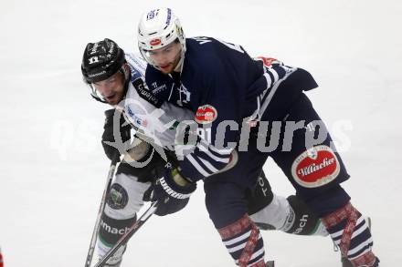 Eishockey Testspiel. EC VSV gegen Olimpija Ljubljana. Miha Verlic, (VSV),  PESUT Ziga (Laibach). Villach, am 27.8.2015.
Foto: Kuess
---
pressefotos, pressefotografie, kuess, qs, qspictures, sport, bild, bilder, bilddatenbank