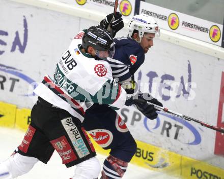 Eishockey Testspiel. EC VSV gegen Star Bulls Rosenheim. Eric Hunter  (VSV), Peter Lindlbauer (Rosenheim). Villach, am 23.8.2015.
Foto: Kuess
---
pressefotos, pressefotografie, kuess, qs, qspictures, sport, bild, bilder, bilddatenbank