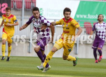 Fussball Sky go Erste Liga. SK Austria Klagenfurt gegen KSV 1919. Domagoj Beslic (Klagenfurt), Stefan Meusburger (KSV). Klagenfurt, am 28.8.2015.
Foto: Kuess
---
pressefotos, pressefotografie, kuess, qs, qspictures, sport, bild, bilder, bilddatenbank