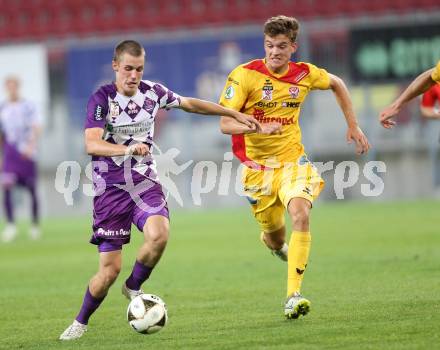 Fussball Sky go Erste Liga. SK Austria Klagenfurt gegen KSV 1919.  Patrick Eler,  (Klagenfurt), Maximilian Ritscher, (KSV). Klagenfurt, am 28.8.2015.
Foto: Kuess
---
pressefotos, pressefotografie, kuess, qs, qspictures, sport, bild, bilder, bilddatenbank