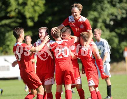 Fussball Unterliga Ost. KAC 1909 gegen Woelfnitz. Torjubel (KAC). Klagenfurt, am 29.8.2015.
Foto: Kuess
---
pressefotos, pressefotografie, kuess, qs, qspictures, sport, bild, bilder, bilddatenbank