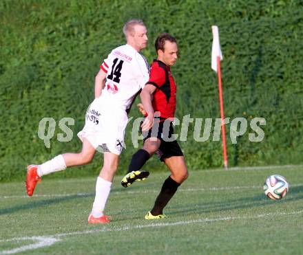 Fussball. Kaerntner Liga. Maria Saal gegen Gmuend. Bernhard Walzl (Maria Saal), Markus Burgstaller (Gmuend). Maria Saal, 29.8.2015.
Foto: Kuess
---
pressefotos, pressefotografie, kuess, qs, qspictures, sport, bild, bilder, bilddatenbank