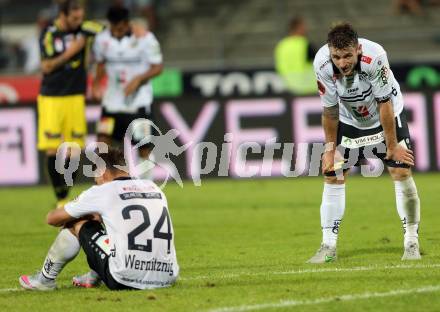 Fussball tipico Bundesliga. RZ Pellets WAC gegen Cashpoint SCR Altach. Christopher Wernitznig, Michael Sollbauer (WAC). Wolfsberg, am 30.8.2015.
Foto: Kuess
---
pressefotos, pressefotografie, kuess, qs, qspictures, sport, bild, bilder, bilddatenbank