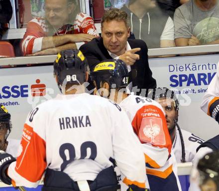 Eishockey Champions Hockey League. KAC gegen HC Kosice. Trainer Peter Oremus (HC Kosice). Klagenfurt, am 30.8.2015.
Foto: Kuess
---
pressefotos, pressefotografie, kuess, qs, qspictures, sport, bild, bilder, bilddatenbank