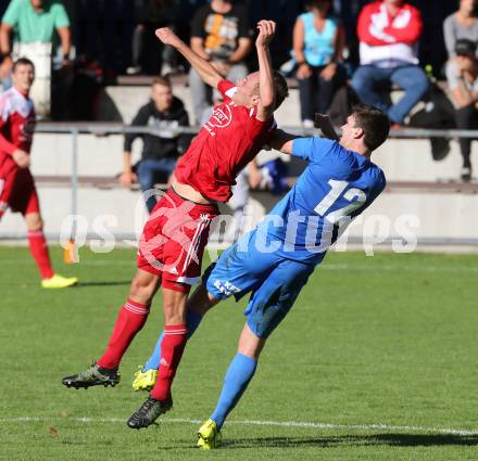 Fussball Regionalliga. Annabichler SV gegen ATSV Stadl-Paura. Andreas Tiffner,  (ASV), Manuel Gerner (Stadl-Paura). Annabichl, am 6.9.2015.
Foto: Kuess
---
pressefotos, pressefotografie, kuess, qs, qspictures, sport, bild, bilder, bilddatenbank