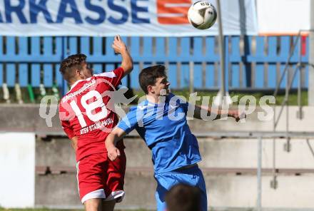 Fussball Regionalliga. Annabichler SV gegen ATSV Stadl-Paura. Andreas Tiffner, (ASV),  Robert Pervan (Stadl-Paura). Annabichl, am 6.9.2015.
Foto: Kuess
---
pressefotos, pressefotografie, kuess, qs, qspictures, sport, bild, bilder, bilddatenbank