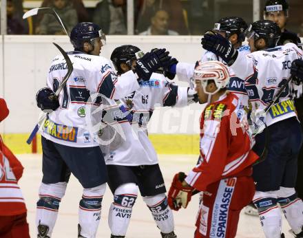 EBEL. Eishockey Bundesliga. KAC gegen Fehervar AV 19. Torjubel Fehervar. Klagenfurt, am 11.9.2015.
Foto: Kuess

---
pressefotos, pressefotografie, kuess, qs, qspictures, sport, bild, bilder, bilddatenbank