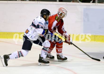 EBEL. Eishockey Bundesliga. KAC gegen Fehervar AV 19. Oliver Setzinger, (KAC), Csaba Kovacs (Alba Volan). Klagenfurt, am 11.9.2015.
Foto: Kuess

---
pressefotos, pressefotografie, kuess, qs, qspictures, sport, bild, bilder, bilddatenbank