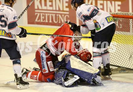 EBEL. Eishockey Bundesliga. KAC gegen Fehervar AV 19. Jean Francois Jacques, (KAC), Miklos Rajna, Ryan Martinelli  (Alba Volan). Klagenfurt, am 11.9.2015.
Foto: Kuess

---
pressefotos, pressefotografie, kuess, qs, qspictures, sport, bild, bilder, bilddatenbank