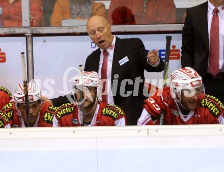 EBEL. Eishockey Bundesliga. KAC gegen Fehervar AV 19. Trainer Doug Mason (KAC). Klagenfurt, am 11.9.2015.
Foto: Kuess

---
pressefotos, pressefotografie, kuess, qs, qspictures, sport, bild, bilder, bilddatenbank