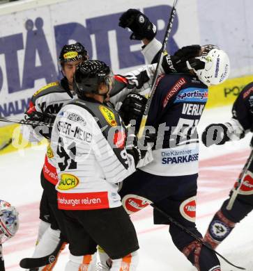 EBEL. Eishockey Bundesliga. EC VSV gegen Dornbirner Eishockey Club.  Miha Verlic,  (VSV), Andrew Mackenzie (Dornbirn). Villach, am 12.9.2015.
Foto: Kuess 


---
pressefotos, pressefotografie, kuess, qs, qspictures, sport, bild, bilder, bilddatenbank