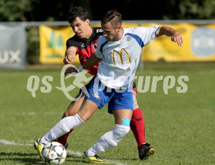 Fussball 1. KLasse D. Rueckersdorf gegen Klopeinersee. Thomas Hafner. (Rueckersdorf), Mikheili Nadirashvili (Klopeinersee). Rueckersdorf, am 12.9.2015.
Foto: Kuess
---
pressefotos, pressefotografie, kuess, qs, qspictures, sport, bild, bilder, bilddatenbank