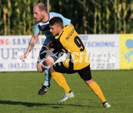 Fussball 1. Klasse D. Griffen gegen St. Margareten/Ros. Pascal Werner Bierbaumer, (Griffen), Hannes Doujak  (St. Margareten). Griffen, am 12.9.2015.
Foto: Kuess
---
pressefotos, pressefotografie, kuess, qs, qspictures, sport, bild, bilder, bilddatenbank