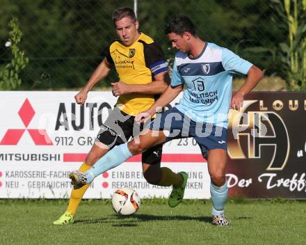 Fussball 1. Klasse D. Griffen gegen St. Margareten/Ros. Florian Baumann (Griffen), Matthias Korenjak (St. Margareten). Griffen, am 12.9.2015.
Foto: Kuess
---
pressefotos, pressefotografie, kuess, qs, qspictures, sport, bild, bilder, bilddatenbank