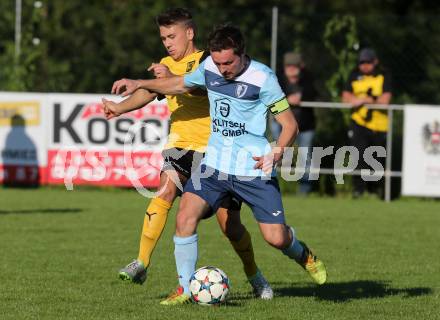 Fussball 1. Klasse D. Griffen gegen St. Margareten/Ros. Pascal Werner Bierbaumer,  (Griffen), Mario Schneider (St. Margareten). Griffen, am 12.9.2015.
Foto: Kuess
---
pressefotos, pressefotografie, kuess, qs, qspictures, sport, bild, bilder, bilddatenbank