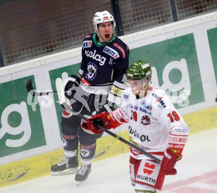 EBEL. Eishockey Bundesliga. EC VSV gegen HCB Suedtirol. Torjubel Mark Santorelli (VSV). Villach, am 18.9.2015.
Foto: Kuess 


---
pressefotos, pressefotografie, kuess, qs, qspictures, sport, bild, bilder, bilddatenbank