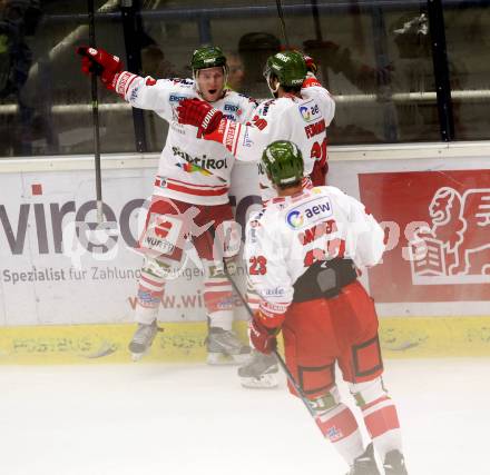 EBEL. Eishockey Bundesliga. EC VSV gegen HCB Suedtirol.  Torjubel (Bozen). Villach, am 18.9.2015.
Foto: Kuess 


---
pressefotos, pressefotografie, kuess, qs, qspictures, sport, bild, bilder, bilddatenbank