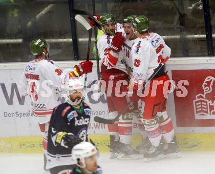 EBEL. Eishockey Bundesliga. EC VSV gegen HCB Suedtirol.  Torjubel (Bozen). Villach, am 18.9.2015.
Foto: Kuess 


---
pressefotos, pressefotografie, kuess, qs, qspictures, sport, bild, bilder, bilddatenbank