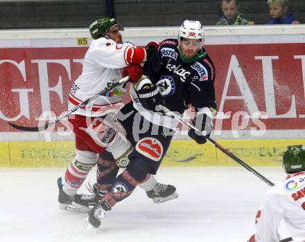 EBEL. Eishockey Bundesliga. EC VSV gegen HCB Suedtirol. Miha Verlic,  (VSV), Anton Bernard (Bozen). Villach, am 18.9.2015.
Foto: Kuess 


---
pressefotos, pressefotografie, kuess, qs, qspictures, sport, bild, bilder, bilddatenbank