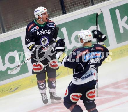 EBEL. Eishockey Bundesliga. EC VSV gegen HCB Suedtirol. Torjubel Mark Santorelli, (VSV). Villach, am 18.9.2015.
Foto: Kuess 


---
pressefotos, pressefotografie, kuess, qs, qspictures, sport, bild, bilder, bilddatenbank