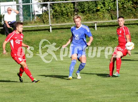 Fussball. Unterliga Ost. Ludmannsdorf gegen Ruden. Marcel Quantschnig, Gerfried Einspieler (Ludmannsdorf), Tadej Slemenik (Ruden). Ludmannsdorf, 20.9.2015.
Foto: Kuess
---
pressefotos, pressefotografie, kuess, qs, qspictures, sport, bild, bilder, bilddatenbank