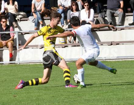 Fussball. Regionalliga. ASV gegen Allerheiligen. Almedin Hota (ASV), Marko Drevensek (Allerheiligen). Klagenfurt, 20.9.2015.
Foto: Kuess
---
pressefotos, pressefotografie, kuess, qs, qspictures, sport, bild, bilder, bilddatenbank