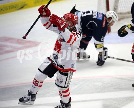 EBEL. Eishockey Bundesliga. EC VSV gegen HC TWK Innsbruck.  Torjubel Nicholas Schauss  (Innsbruck). Villach, am 25.9.2015.
Foto: Kuess 


---
pressefotos, pressefotografie, kuess, qs, qspictures, sport, bild, bilder, bilddatenbank