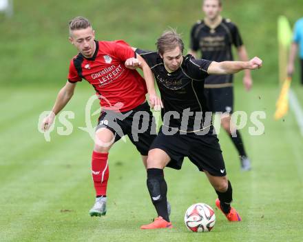 Fussball. Kaerntner Liga. Koettmannsdorf gegen Maria Saal. Christian Schimmel (Koettmannsdorf), Christof Reichmann (Maria Saal). Koettmannsdorf, 26.9.2015.
Foto: Kuess
---
pressefotos, pressefotografie, kuess, qs, qspictures, sport, bild, bilder, bilddatenbank