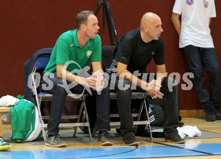 Basketball 2. Bundesliga. KOS Celovec gegen Chin Min Dragons St. Poelten.  Stefan Hribar, Trainer Rok Zupan (KOS). Klagenfurt, am 26.9.2015.
Foto: Kuess
---
pressefotos, pressefotografie, kuess, qs, qspictures, sport, bild, bilder, bilddatenbank