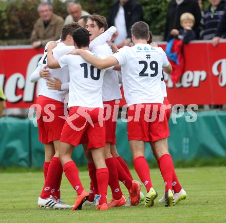 Fussball Unterliga Ost. St. Jakob/Rosental gegen Alpe Adria. Torjubel (Alpe Adria). St. Jakob, am 26.9.2015.
Foto: Kuess
---
pressefotos, pressefotografie, kuess, qs, qspictures, sport, bild, bilder, bilddatenbank